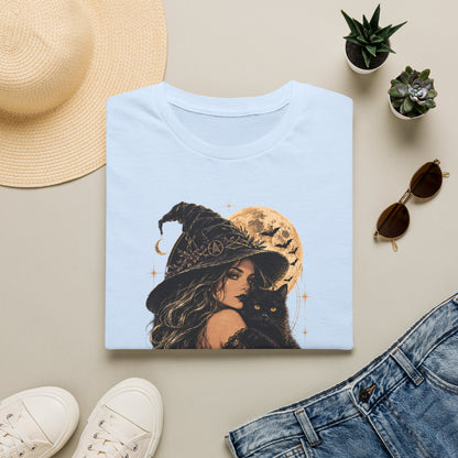 Witch & Black Cat Moon T-Shirt — Mystical Halloween Graphic Tee