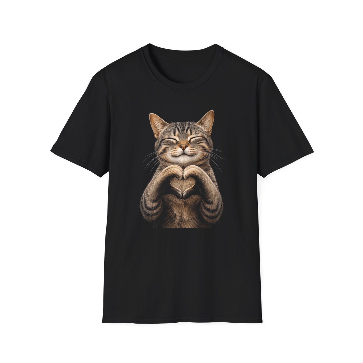 Smiling Tabby Cat Heart Pose T-Shirt
