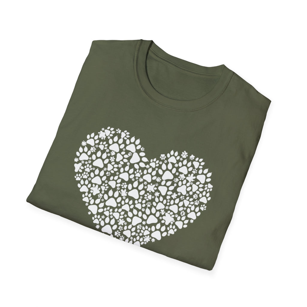 Paw Heart T-Shirt — White Doodle Paw Heart Graphic Tee