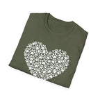 Paw Heart T-Shirt — White Doodle Paw Heart Graphic Tee