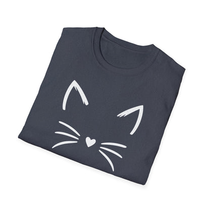 Camiseta con cara de gato y nariz de corazón: una linda camiseta con gráficos minimalistas para amantes de los gatos