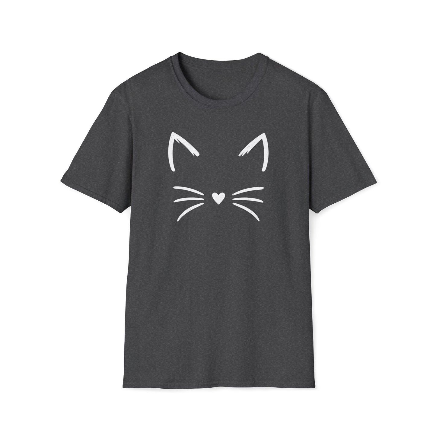Camiseta con cara de gato y nariz de corazón: una linda camiseta con gráficos minimalistas para amantes de los gatos