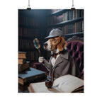 Póster mate de Detective Beagle — Arte mural vintage de perro de biblioteca