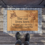 Doormat - "The Cat Lives Here, We Just Pay the Bills" Decorative Cat Welcome Mat