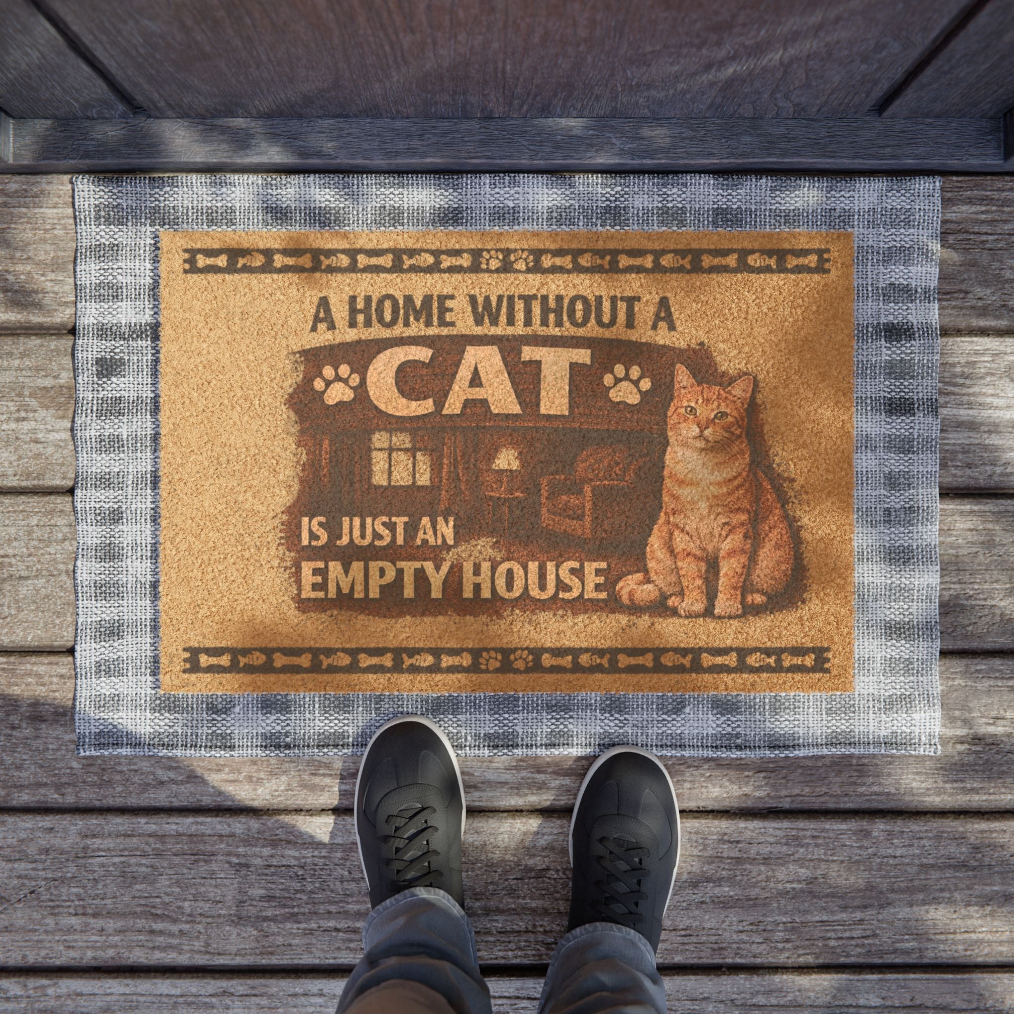 Cat Doormat - "A Home Without a Cat Is Just an Empty House" Welcome Mat for Cat Lovers
