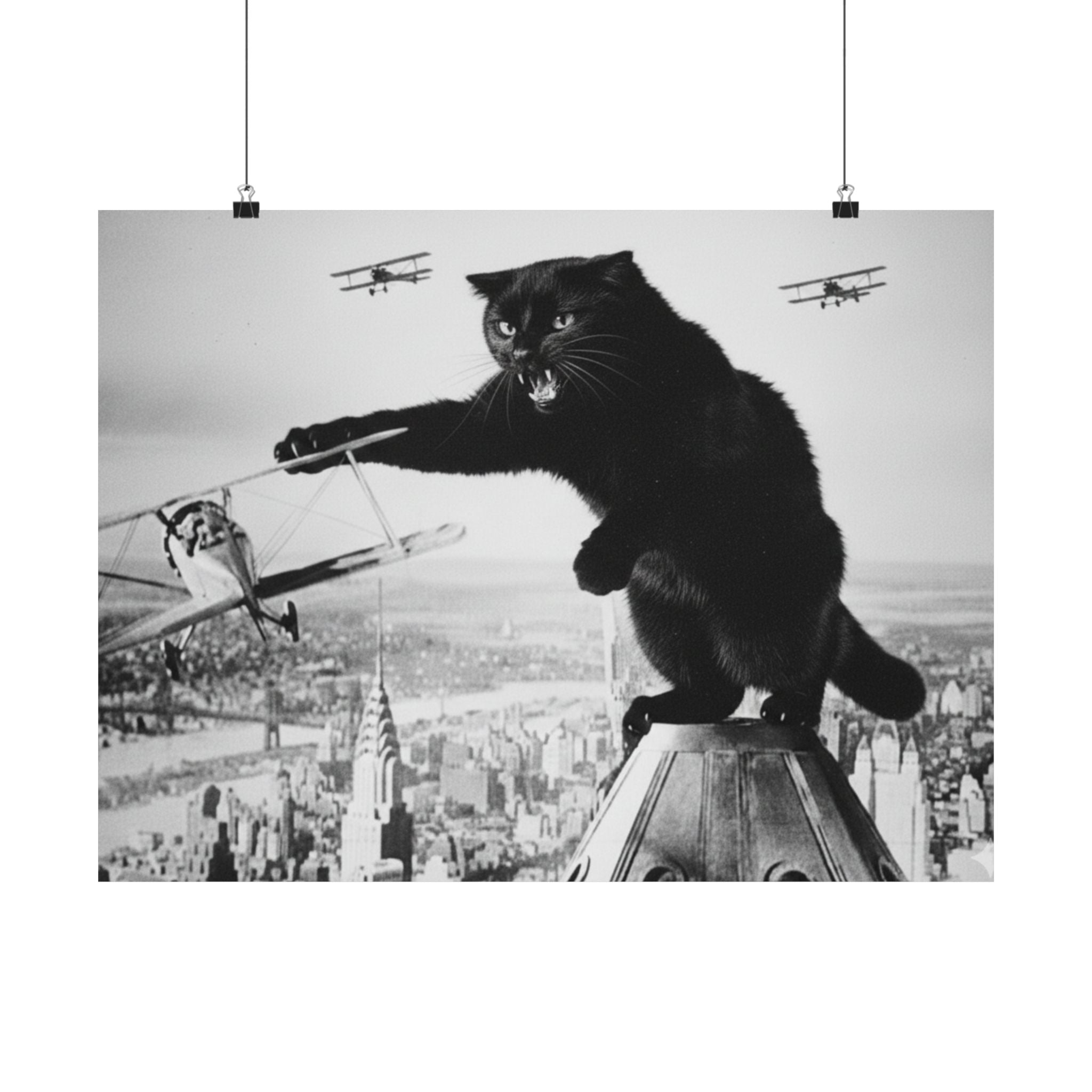 Digital download Vintage King Kong Cat Matte Poster — Retro Black Cat Wall Art