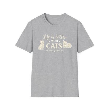 Camiseta "La vida es mejor con gatos" — Camiseta linda para amantes de los gatos