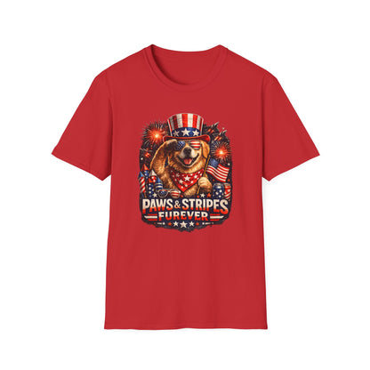 Patriotic Dog T-Shirt — "Paws & Stripes Forever" 4th of July Tee