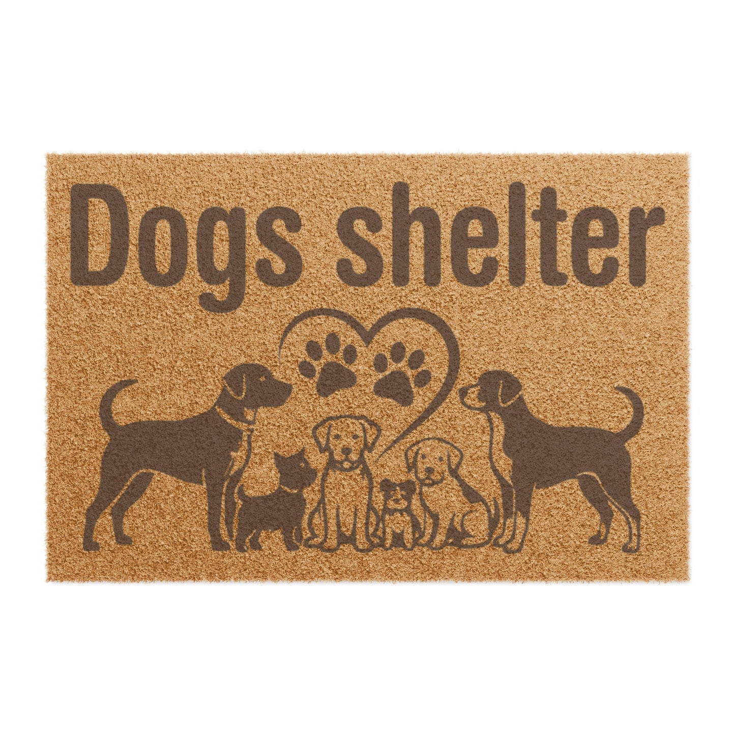 Doormat - 'Dogs Shelter' Paw Print Welcome Mat for Animal Rescue & Pet Lovers