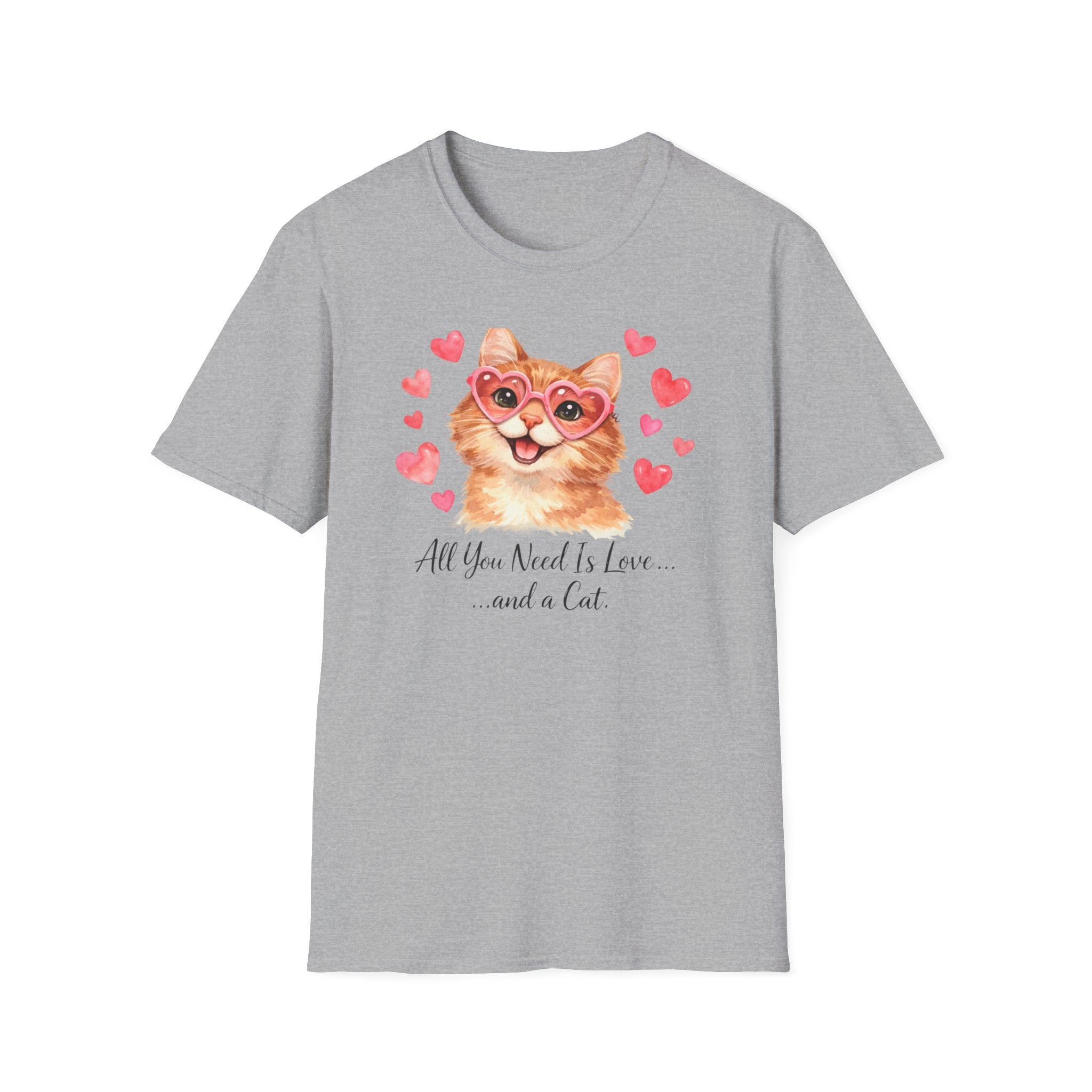 All You Need Is Love... and a Cat T-Shirt — Cute Heart Sunglasses Kitty Tee