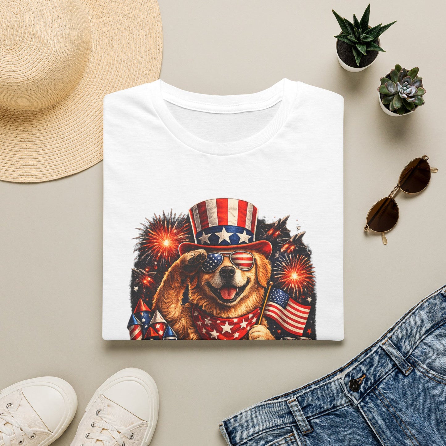 Patriotic Dog T-Shirt — "Paws & Stripes Forever" 4th of July Tee