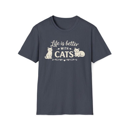 Camiseta "La vida es mejor con gatos" — Camiseta linda para amantes de los gatos
