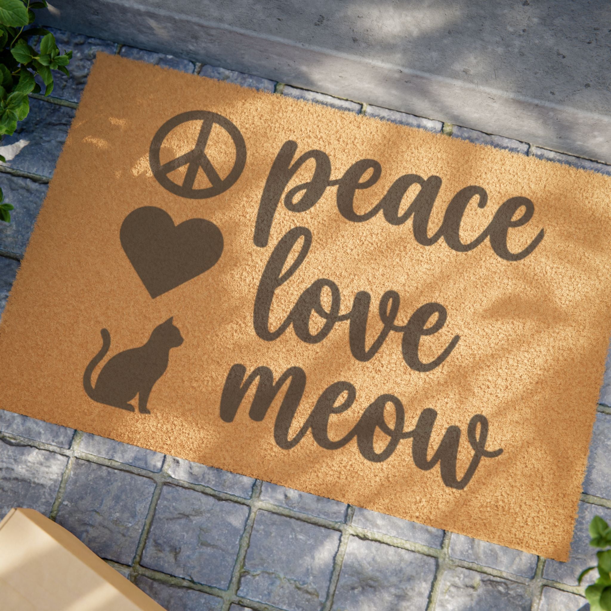 Doormat — "Peace Love Meow" Cat Welcome Mat