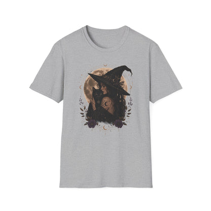 Witch Cat Moon T-Shirt – Gothic Witchcraft Graphic Tee