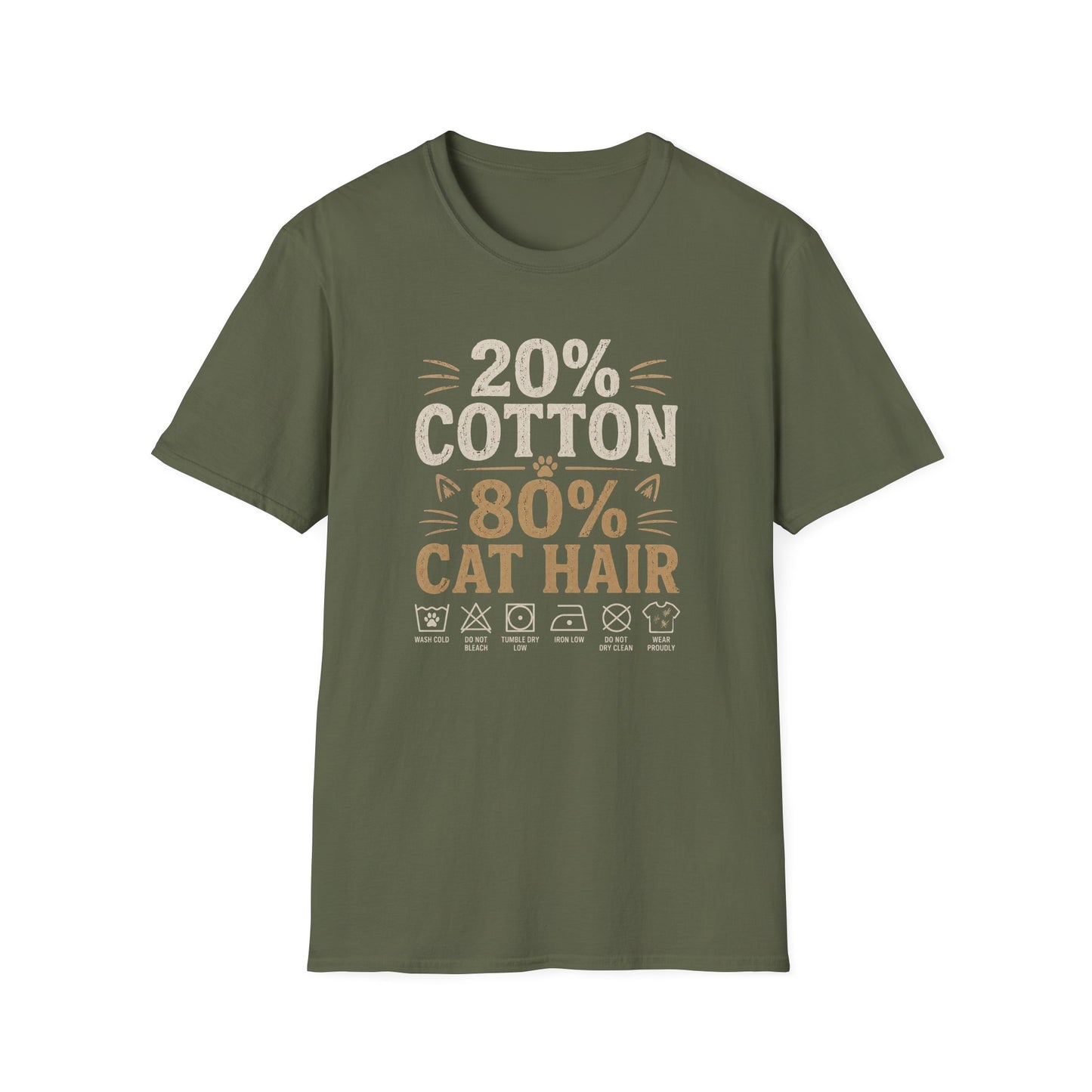 20% Cotton 80% Cat Hair T-Shirt — Funny Cat Lover Tee