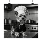 Digital download Chef Dog Poster — Matte Vertical Kitchen Wall Art (Yorkshire Terrier in Chef Hat)