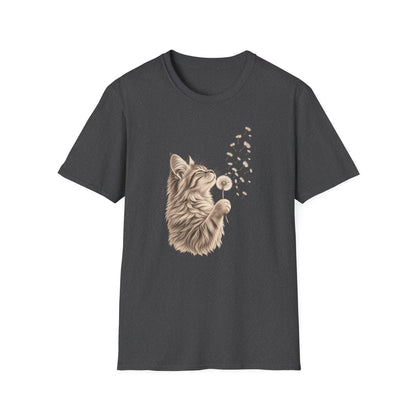 Cat Dandelion T-Shirt — Cute Cat Blowing Dandelion Graphic Tee