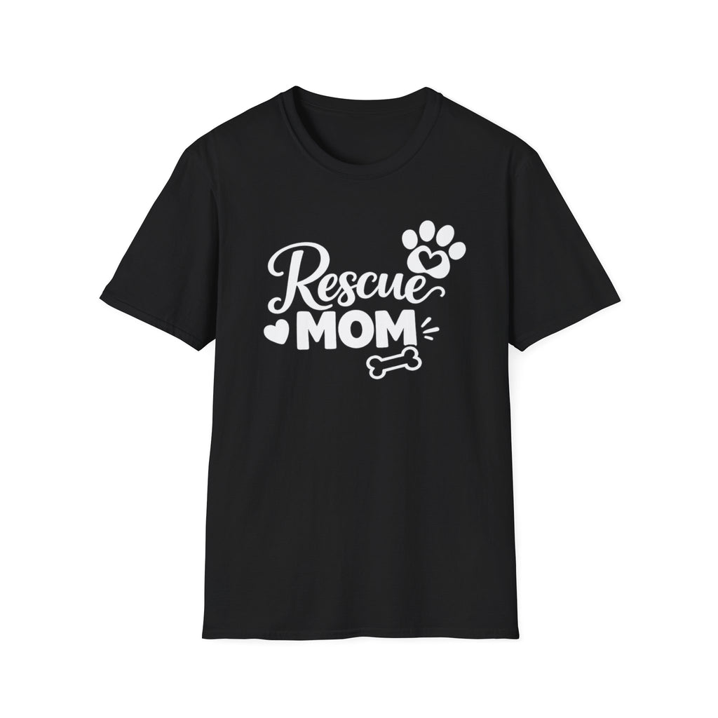 Rescue Mom T-Shirt — Dog Rescue Paw & Bone Tee for Pet Moms