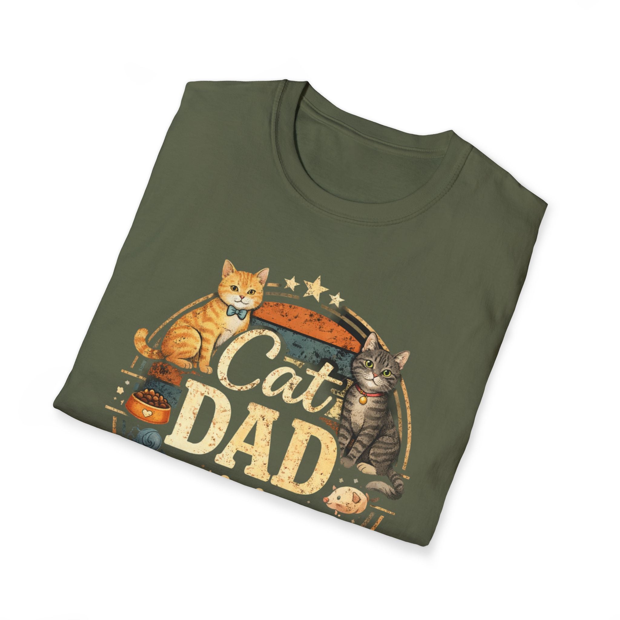 Cat Dad T-Shirt – Vintage Pet Lover Tee with Cats & ‘Cat Dad’ Graphic