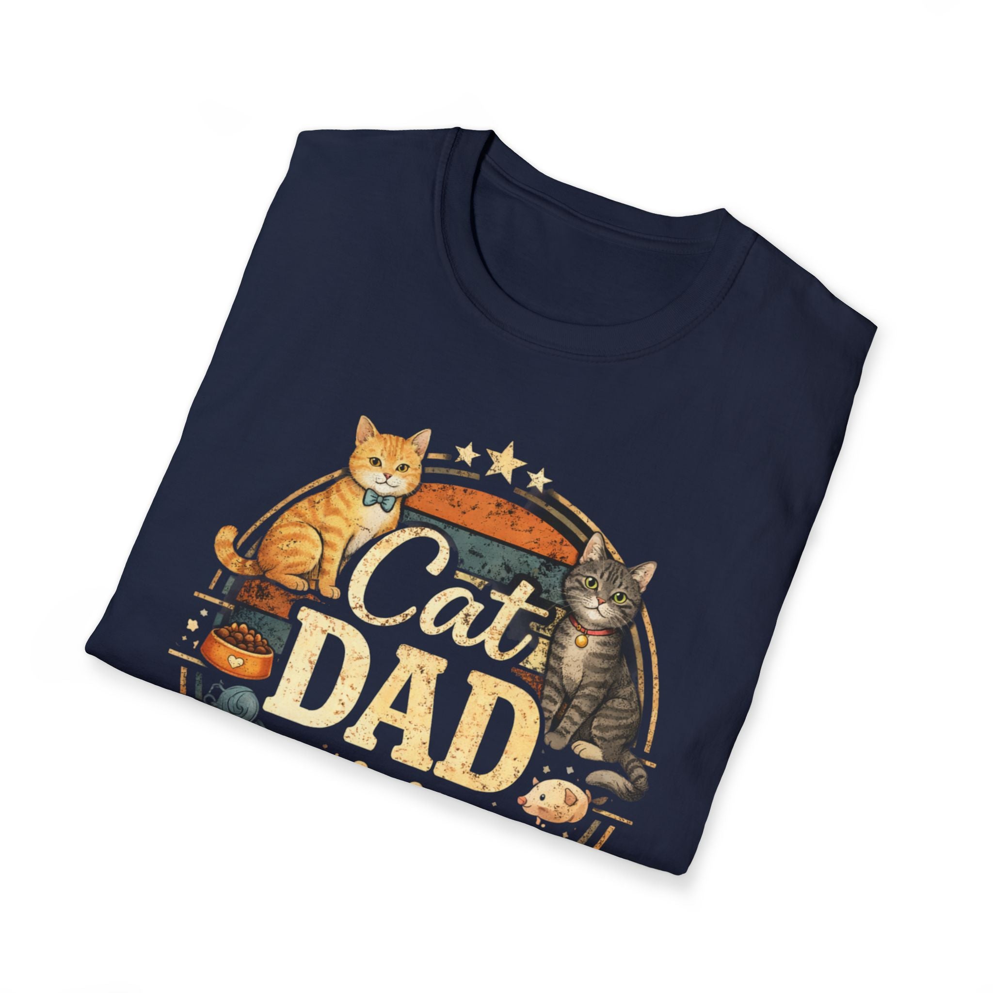 Cat Dad T-Shirt – Vintage Pet Lover Tee with Cats & ‘Cat Dad’ Graphic