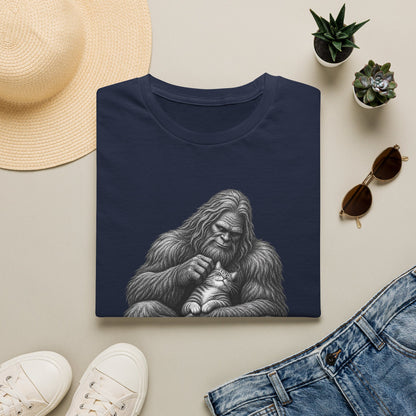 Bigfoot & Kitten T-Shirt — Cute Sasquatch Holding Cat Graphic Tee
