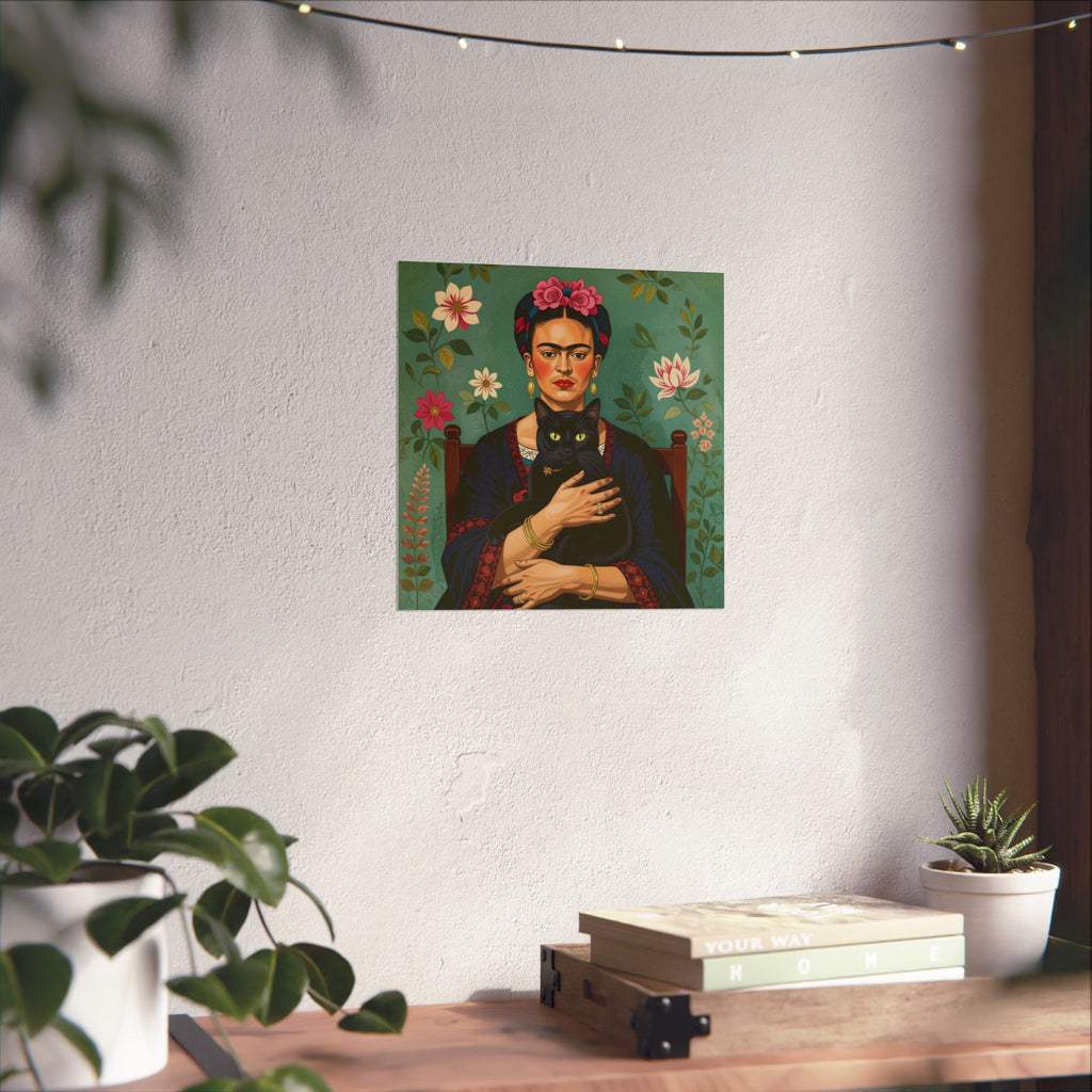 Póster con retrato de gato de Frida — Impresión artística vertical mate