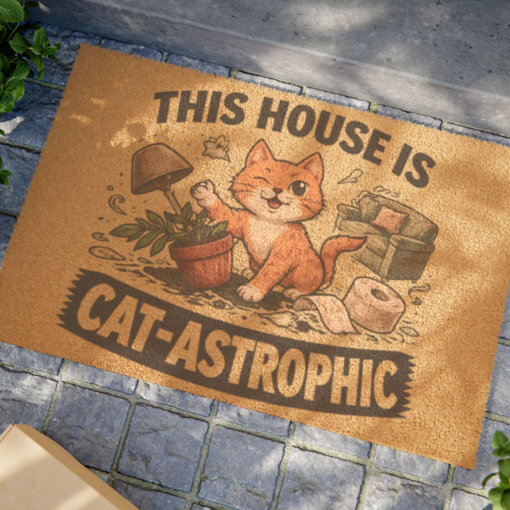 Doormat — "This House Is Cat-Astrophic" Funny Cat Welcome Mat