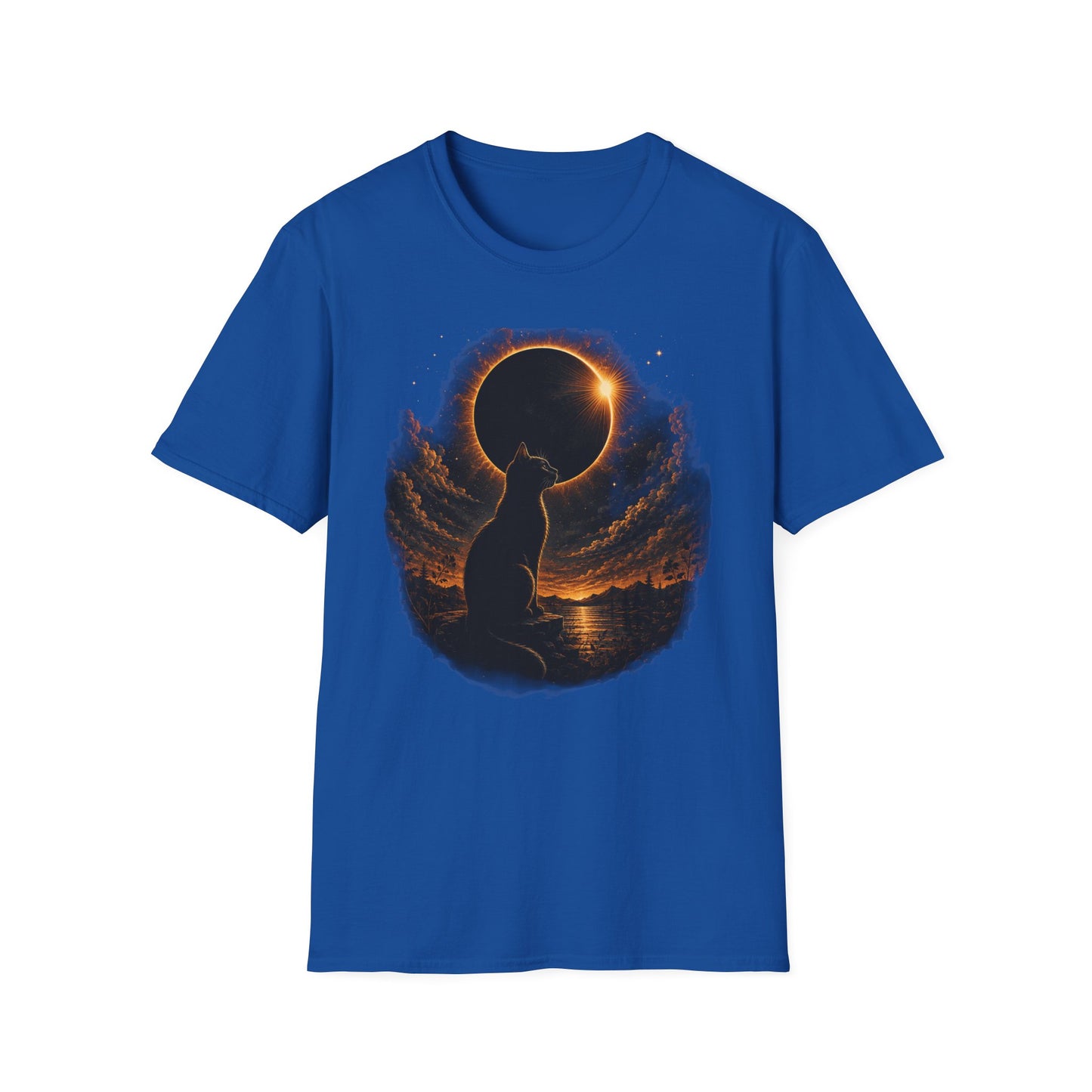 Eclipse Cat T-Shirt — Cosmic Solar Eclipse Cat Silhouette Tee