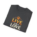 Camiseta "Live Love Meow": una linda camiseta con estampado de pata de gato para amantes de los gatos