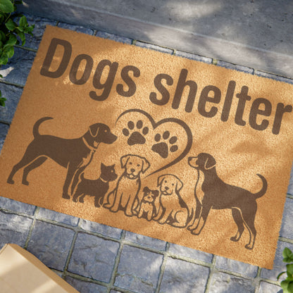 Doormat - 'Dogs Shelter' Paw Print Welcome Mat for Animal Rescue & Pet Lovers