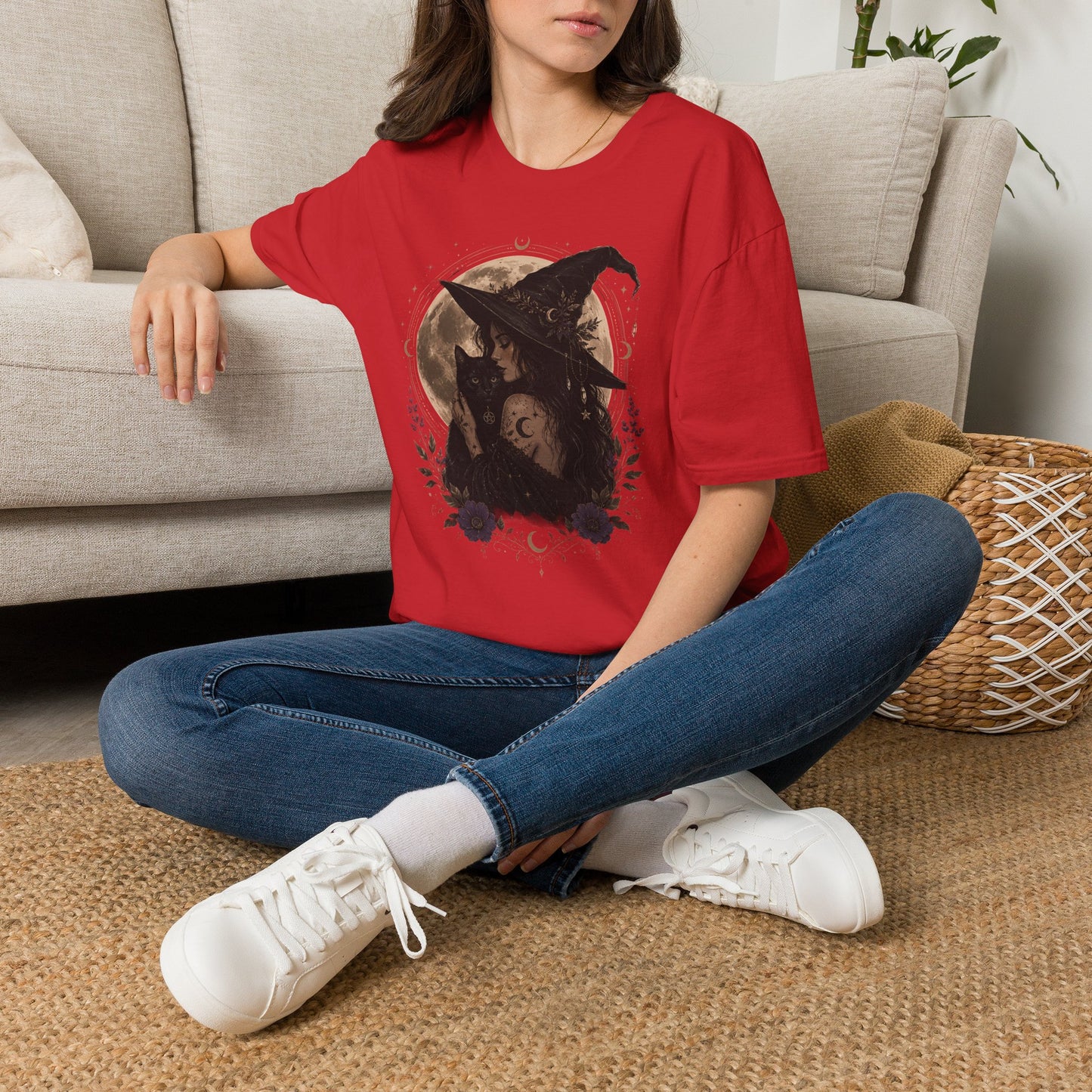 Witch Cat Moon T-Shirt – Gothic Witchcraft Graphic Tee
