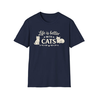Camiseta "La vida es mejor con gatos" — Camiseta linda para amantes de los gatos