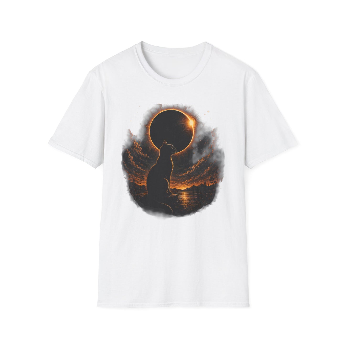 Eclipse Cat T-Shirt — Cosmic Solar Eclipse Cat Silhouette Tee