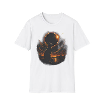 Eclipse Cat T-Shirt — Cosmic Solar Eclipse Cat Silhouette Tee