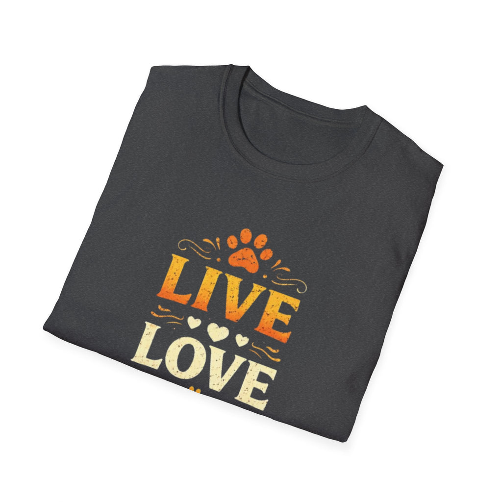 Live Love Bark T-Shirt — Funny Dog Lover Tee with Paw Prints