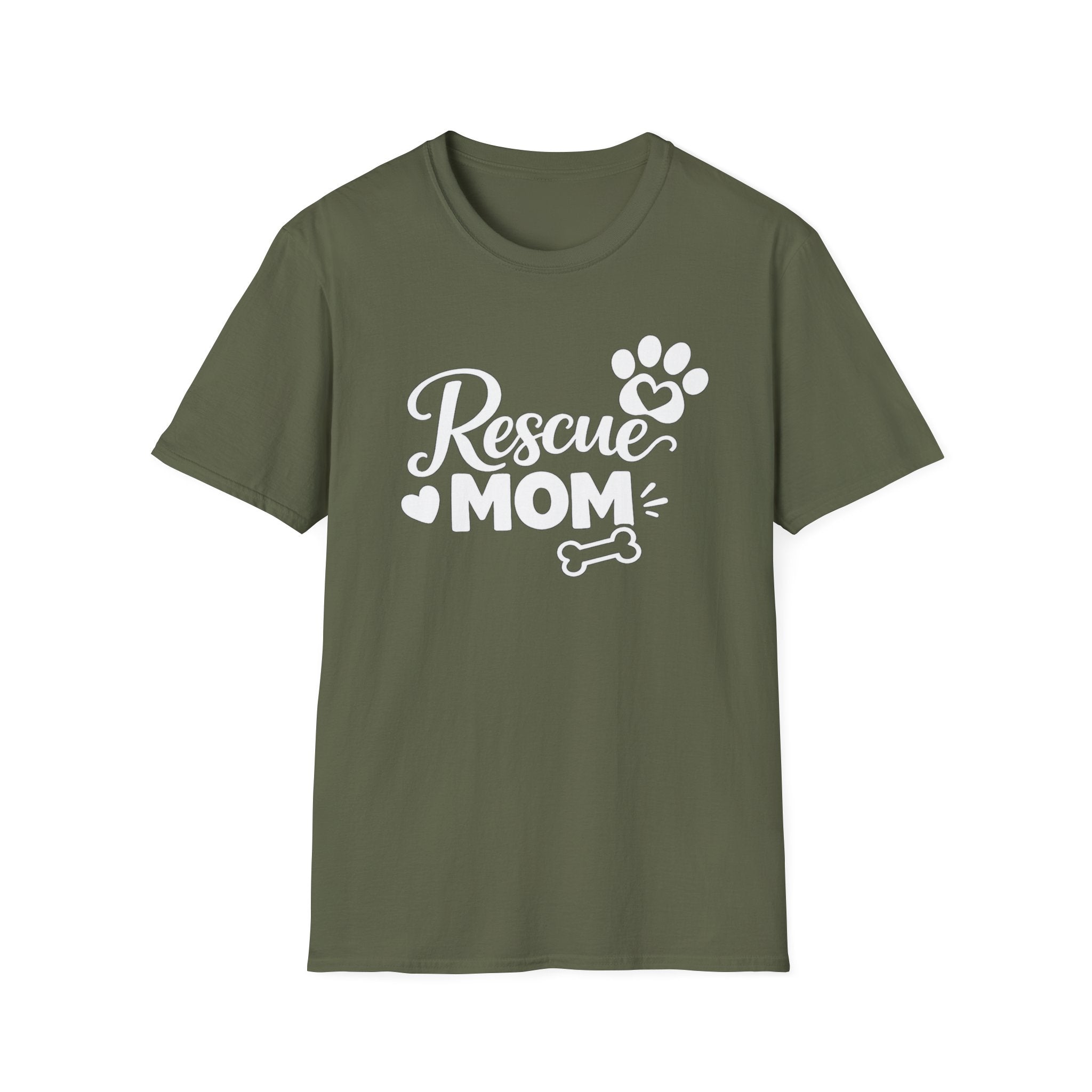 Rescue Mom T-Shirt — Dog Rescue Paw & Bone Tee for Pet Moms