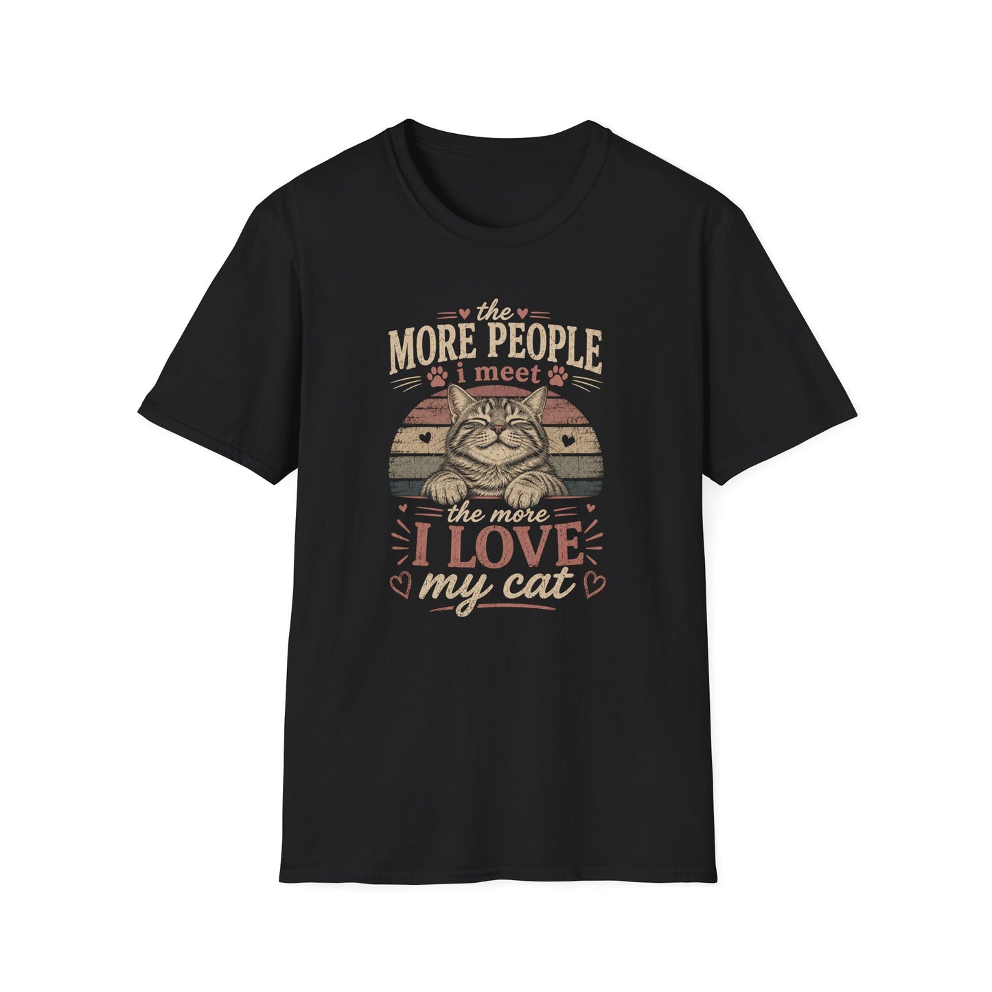 Cat Lover T‑Shirt — “The More People I Meet the More I Love My Cat” Retro Graphic