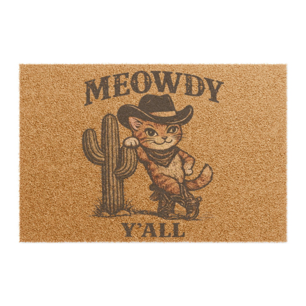 Meowdy Y'all Doormat - Cowboy Cat Welcome Mat