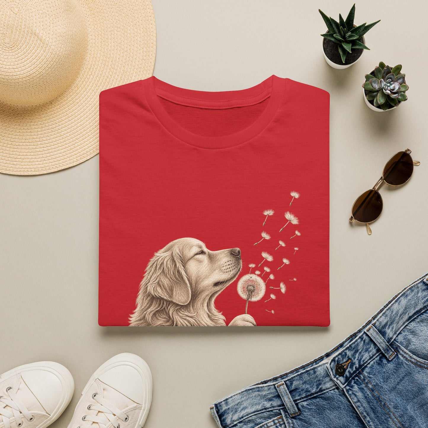 Golden Retriever Dandelion T-Shirt — Cute Dog Floral Tee