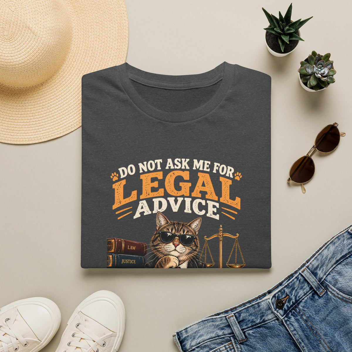 Cat Lawyer T-Shirt – "Do Not Ask Me For Legal Advice, You Will End Up With A New Cat"