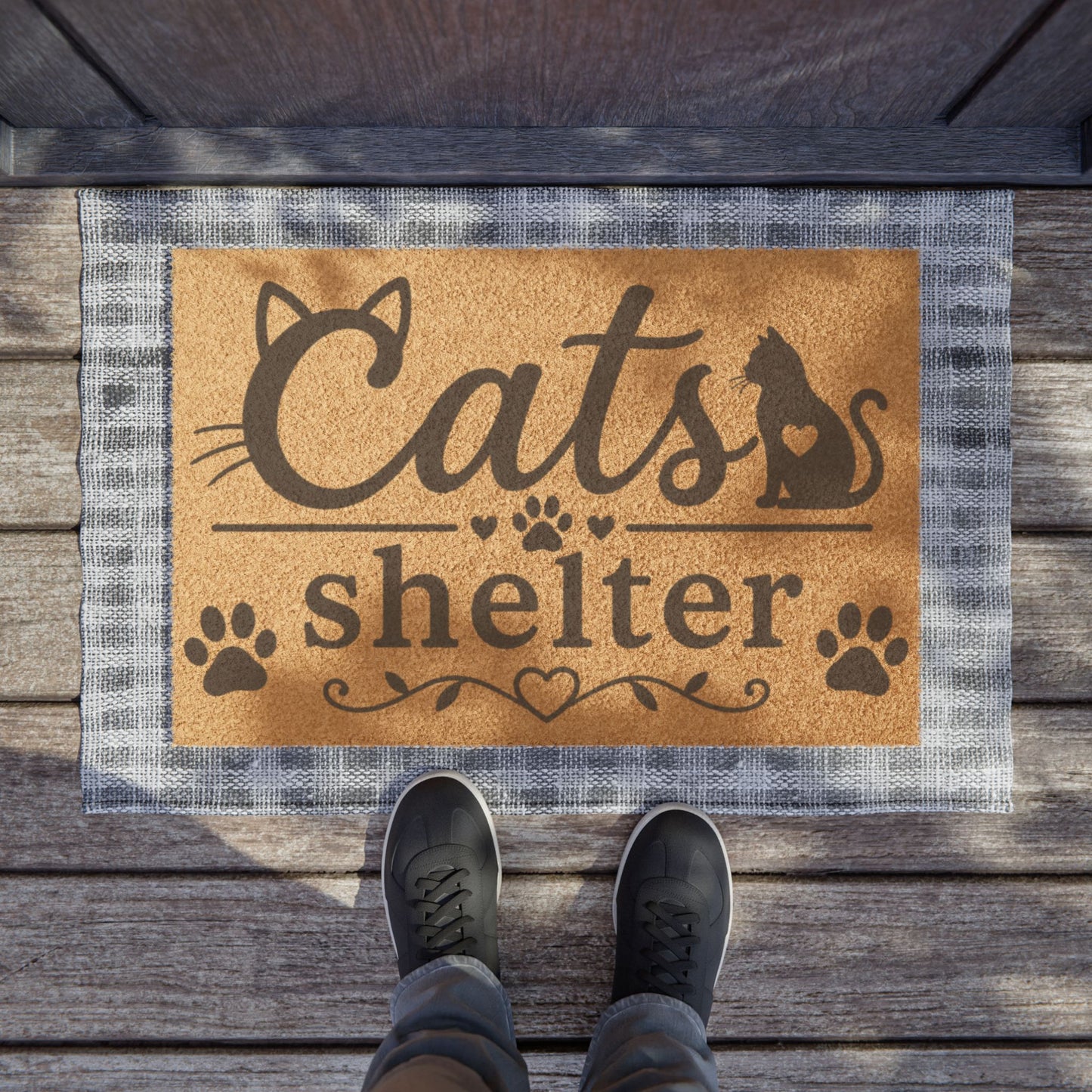 Cats Shelter Doormat – Decorative Welcome Mat with Paw Print Design