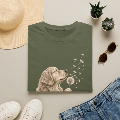 Golden Retriever Dandelion T-Shirt — Cute Dog Floral Tee