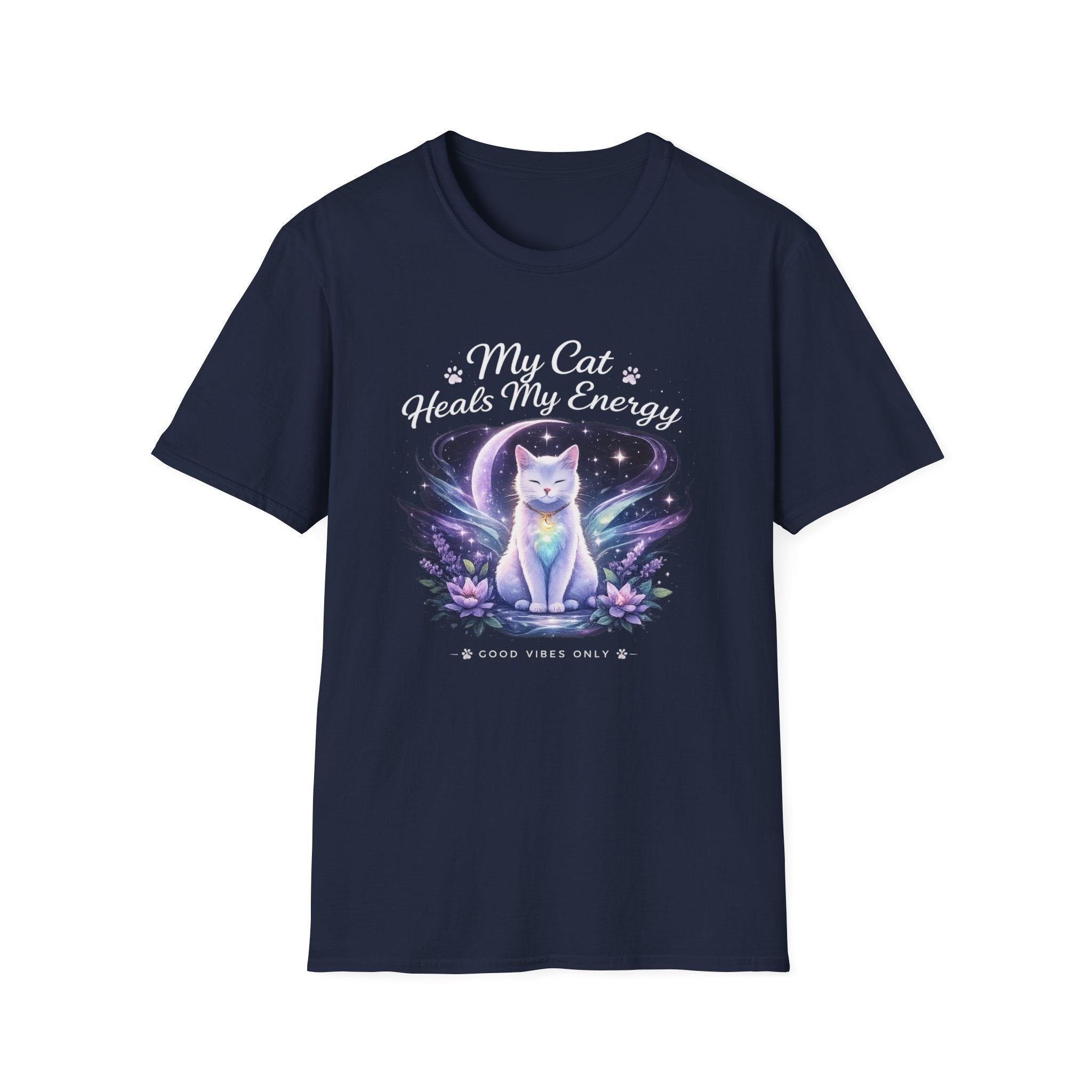My Cat Heals My Energy T-Shirt — Spiritual Cat Lover Tee
