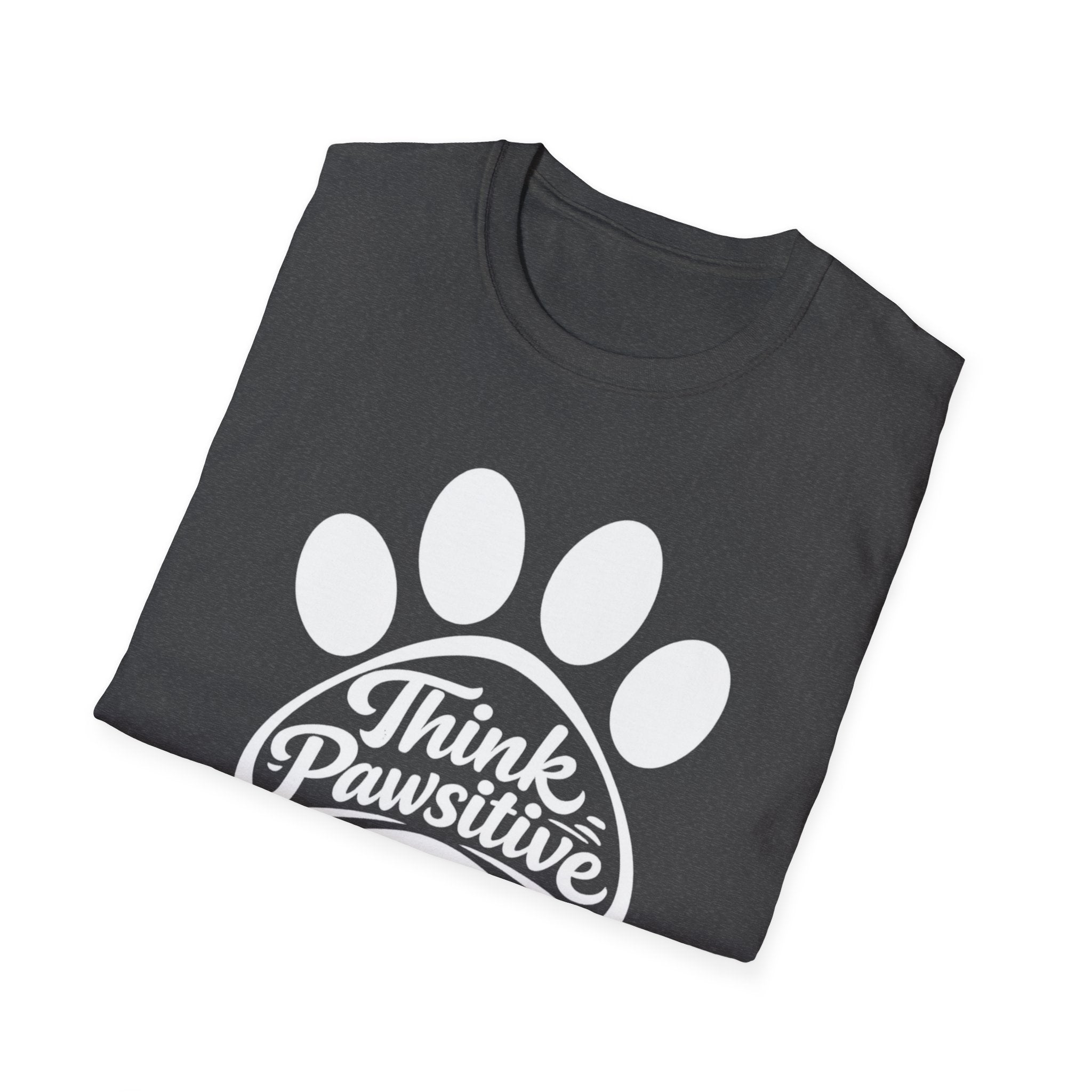 Camiseta con estampado de patas Think Pawsitive — Camiseta positiva para amantes de las mascotas