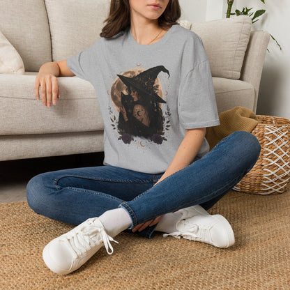 Witch Cat Moon T-Shirt – Gothic Witchcraft Graphic Tee