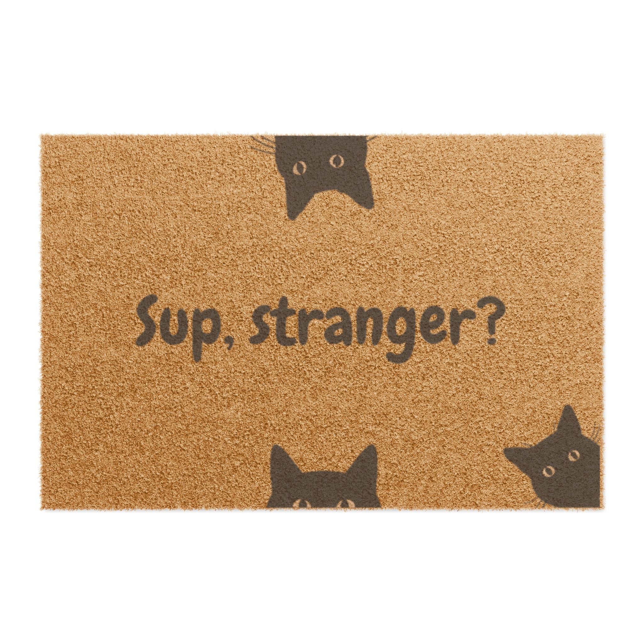Doormat — "Sup, Stranger?" Cute Cat Peeking Coir Welcome Mat