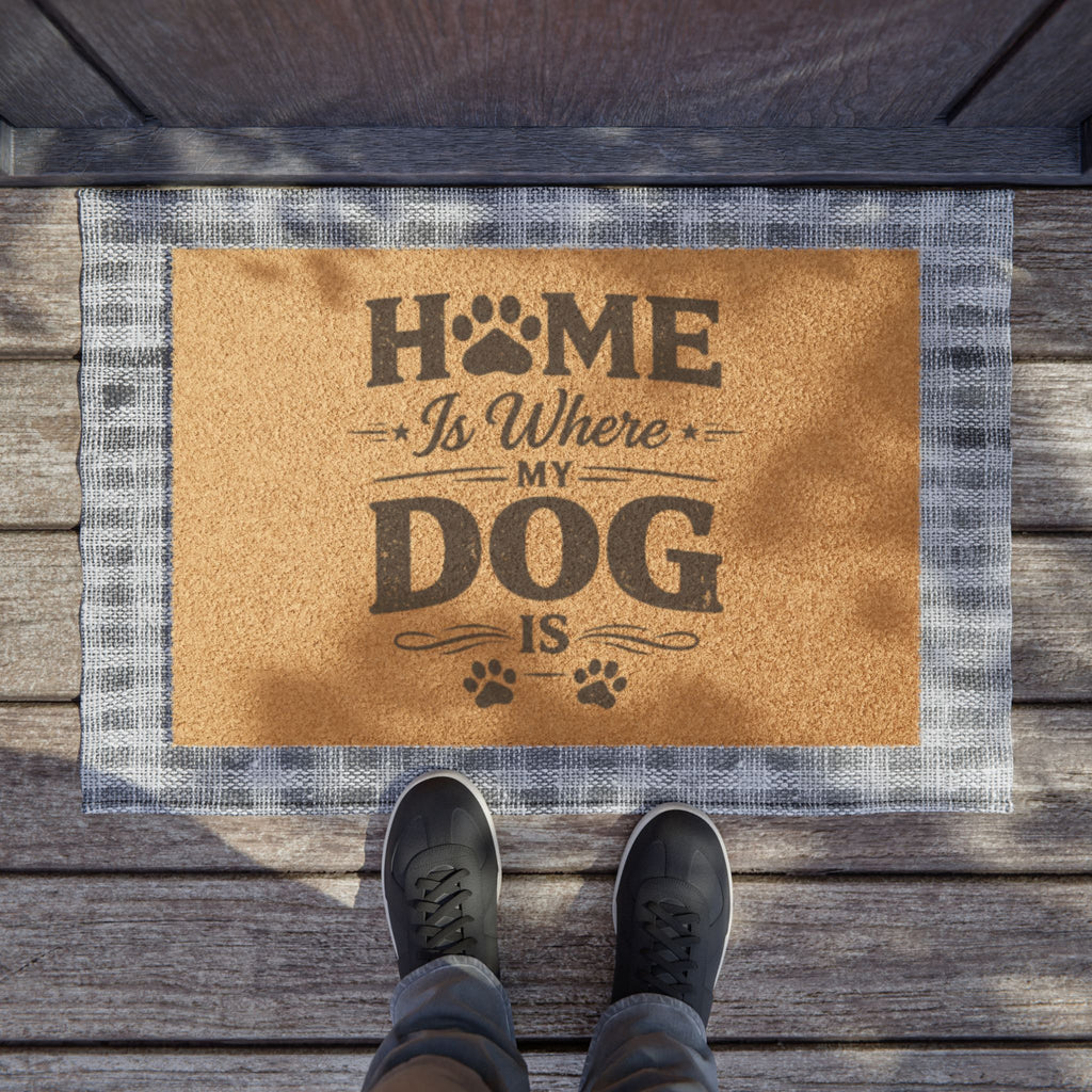 Doormat — "Home Is Where My Dog Is" Coir Welcome Mat for Dog Lovers