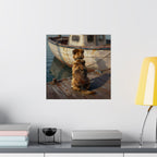Dog at the Dock Matte Poster — Nostalgic Coastal Wall Art for Dog Lovers