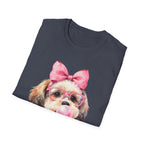 Shih Tzu Bubblegum Bow T-Shirt — Cute Puppy Tee for Dog Lovers