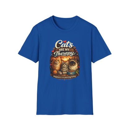 Cats Are My Therapy T-Shirt — Vintage Cozy Cat Lover Tee